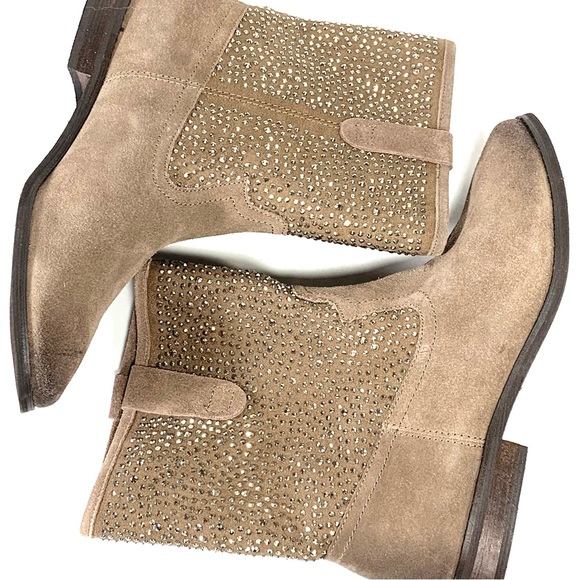 Naughty Monkey distressed brown suede boots w/ shiny studded detail Sz 8 - Picture 4 of 9